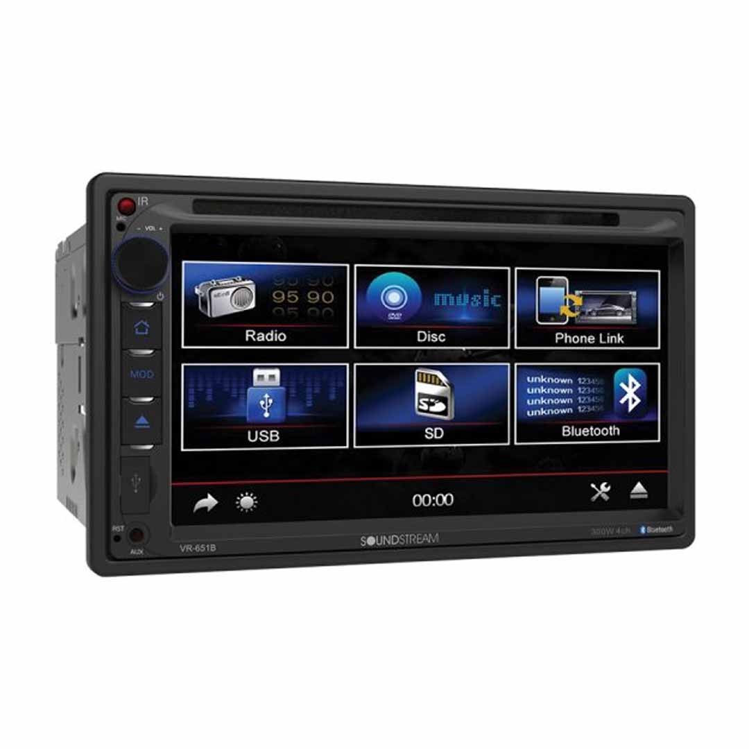 Soundstream VR-651B, 2-DIN Source Unit w/ Bluetooth, & 6.5" LCD