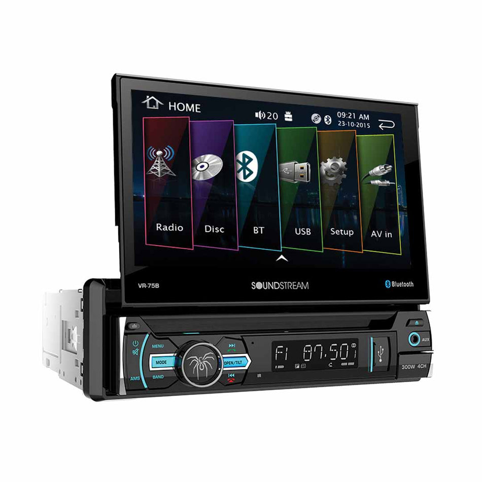 Soundstream VR-75B, 1-DIN AptiX Source Unit w/ Bluetooth, & 7" LCD