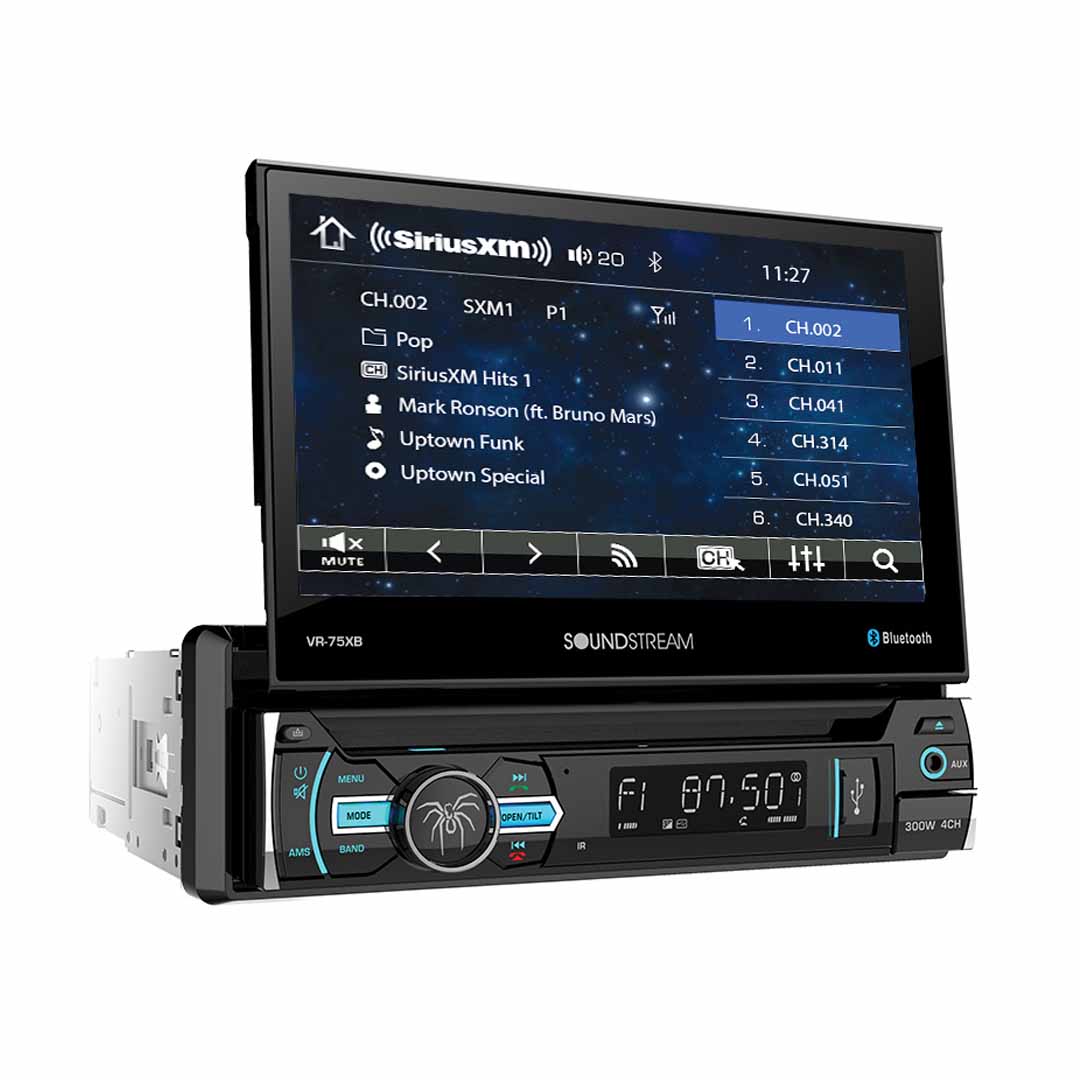 Soundstream VR-75XB, 1-DIN AptiX Source Unit, SXM Ready, w/ Bluetooth, & 7" LCD