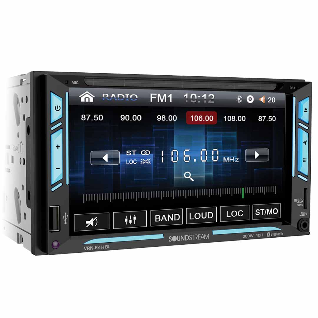 Soundstream VRN-64HBL, 2-DIN AptiX Source Unit w/ iGO GPS, PhoneLink, Bluetooth, & 6.2" LCD, RGB Light Strips