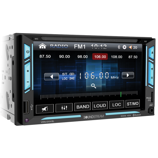 Soundstream VR-64HBL, 2-DIN AptiX Source Unit w/ PhoneLink, Bluetooth, & 6.2" LCD, RGB Light Strips