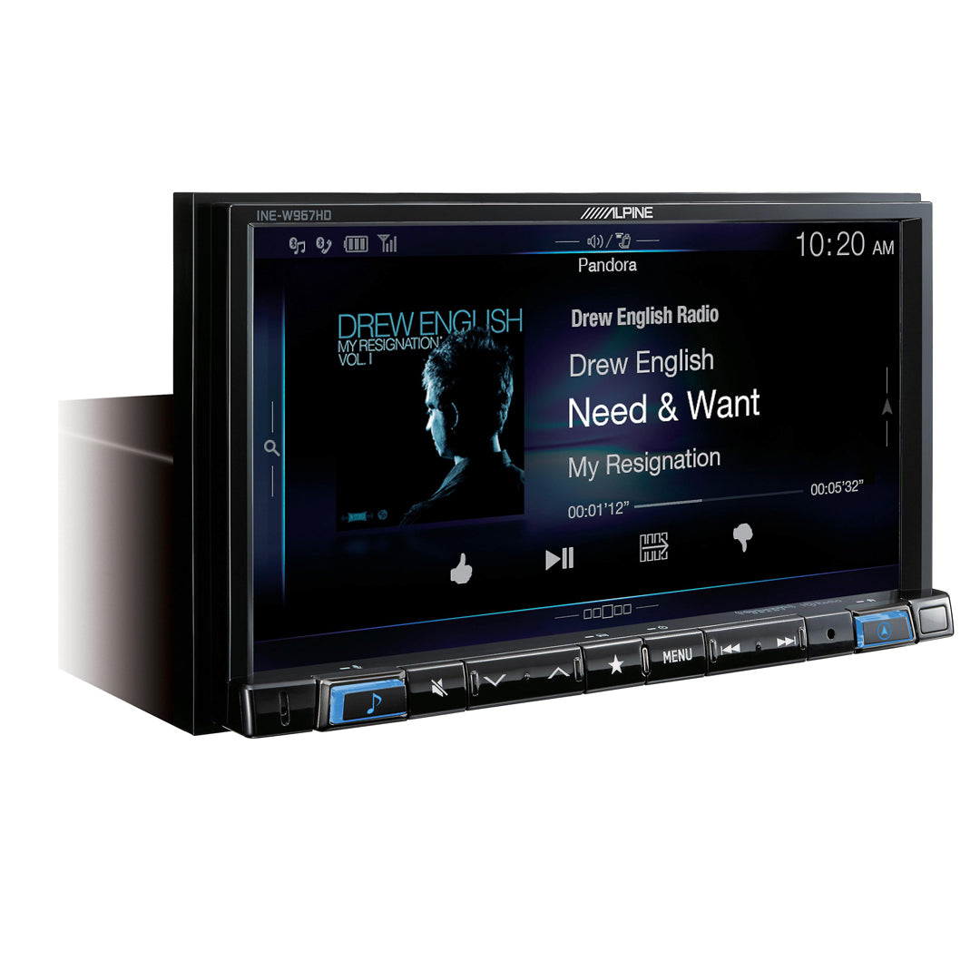 Alpine INE-W967HD, Double-Din Car Mech-Less Digital Media Receiver with 7" Screen and GPS Navigation (Does Not Play CDs)