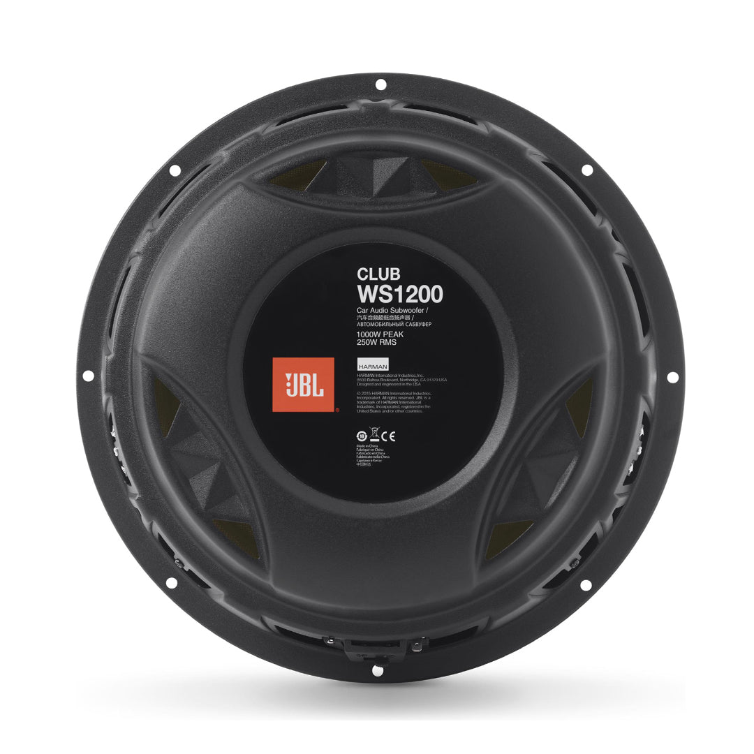 JBL JBLCLUBWS1200BLK, Club Series 12" Shallow Mount 2 Ohm or 4 Ohm Car Subwoofer w/SSI