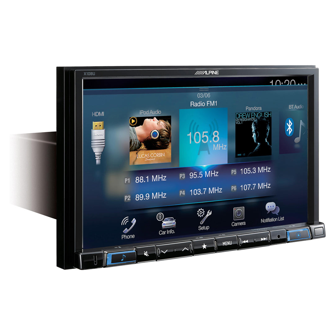 Alpine X108U, Universial Restyle System DVD/CD player, Multimedia, Navigation with 8" touchscreen and AM/FM tuner