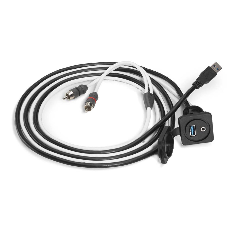 JL Audio XMD-USB/3.5MM-PNL, Combo 3.5 mm Audio Jack and 9 Wire USB Port for Panel-Mounting