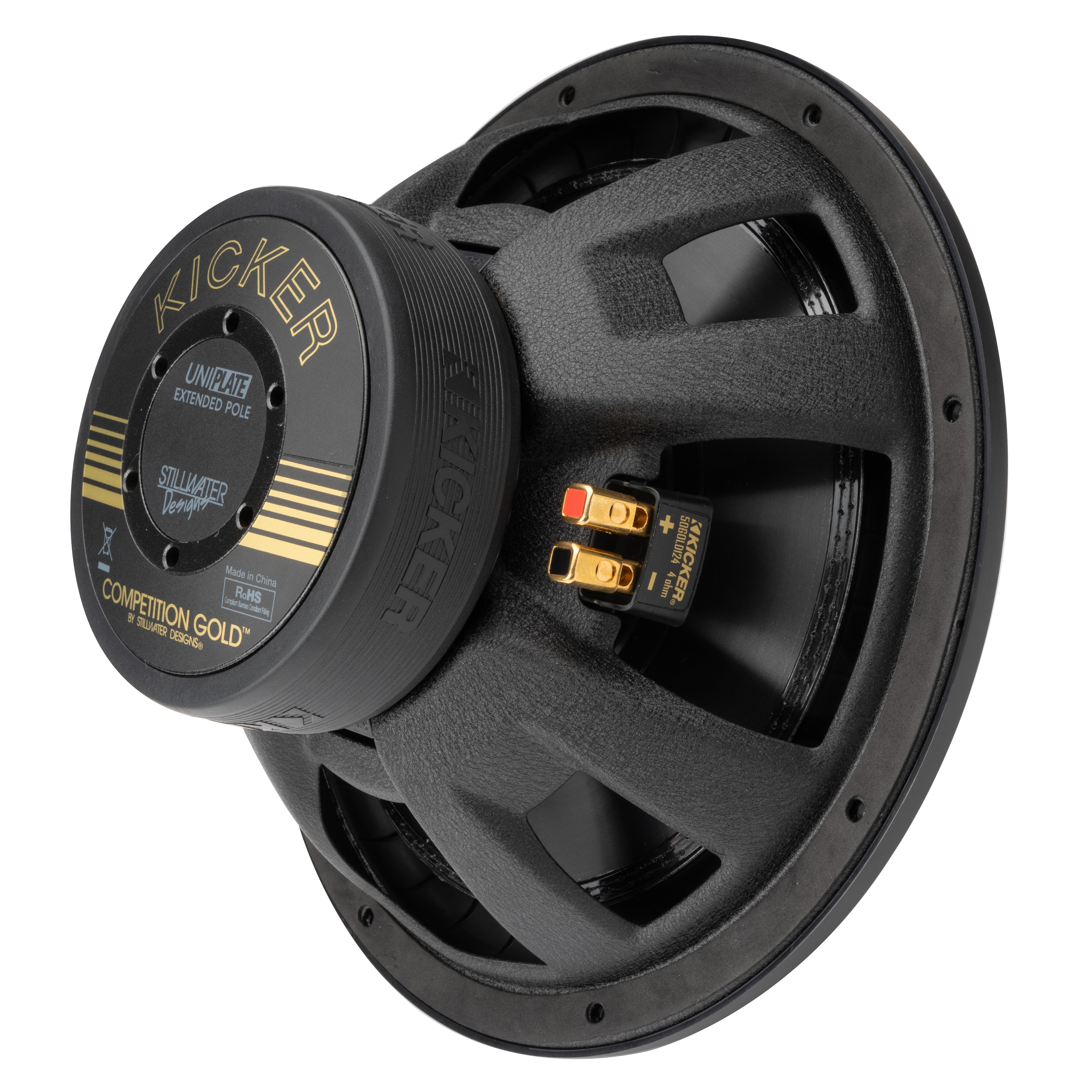 Kicker GOLD104, Gold 50th Anniversary 10" DVC 4 Ohm Subwoofer, 400W (50GOLD104)