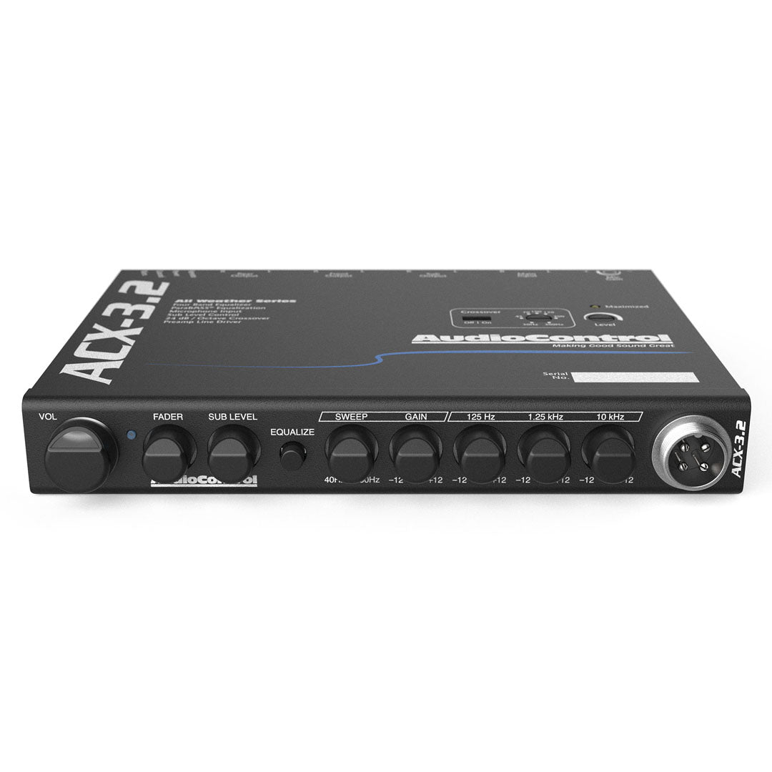 AudioControl ACX-3.2, 4 Band Stereo Graphic All Weather Equalizer & Crossover w/ Paging Mic
