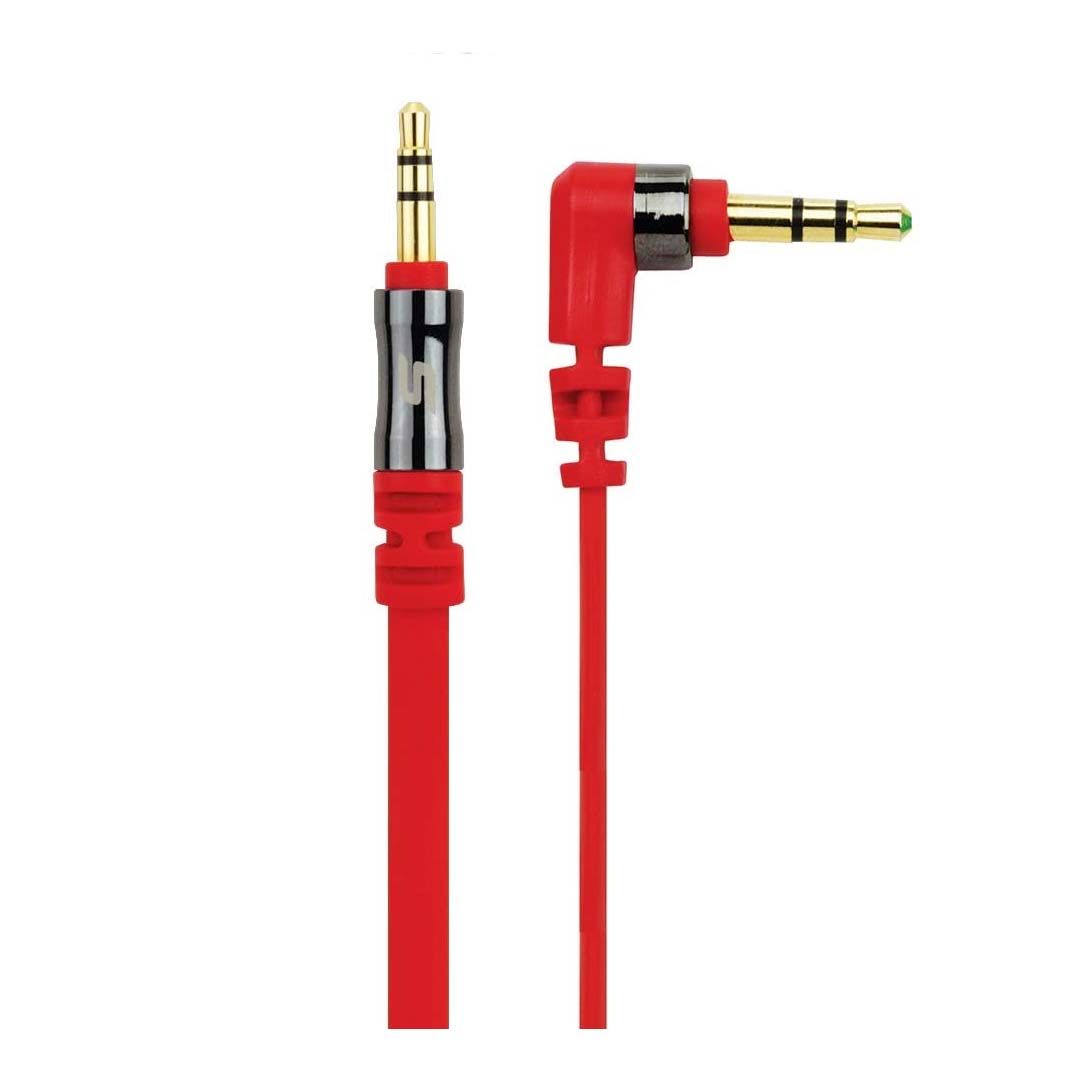 Scosche AUX3FR, 90 Degree Angle 3.5mm Audio Cable (Red)