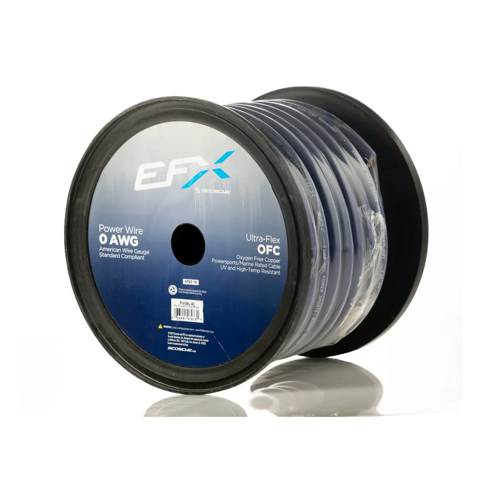 EFX by Scosche PW0BL-60, 0GA OFC Power Wire, Blue (60ft spool)