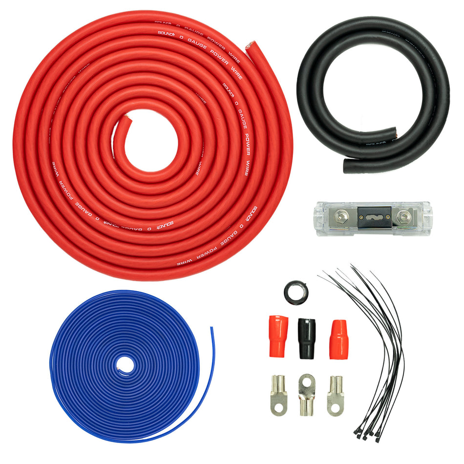 SoundBox PK0-17, 0 Gauge Amp Kit Power Amplifier Install Wiring Cables - 7500W