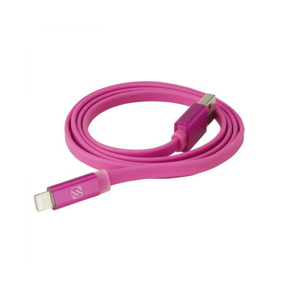Scosche I3FLED6PK, Charge & Sync Cable w/ Charge LED For Lightning USB Devices - 6FT Cable Length (Pink)