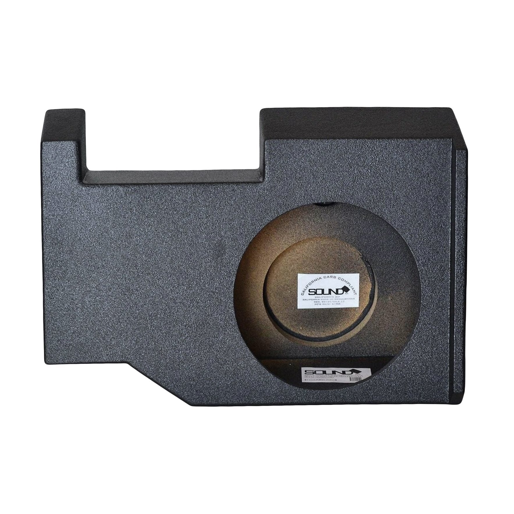 SoundBox Chevy Silverado/ GMC Sierra Crew Cab 2014-2018 Single 10" Downfire Subwoofer Enclosure, BedLiner Finish