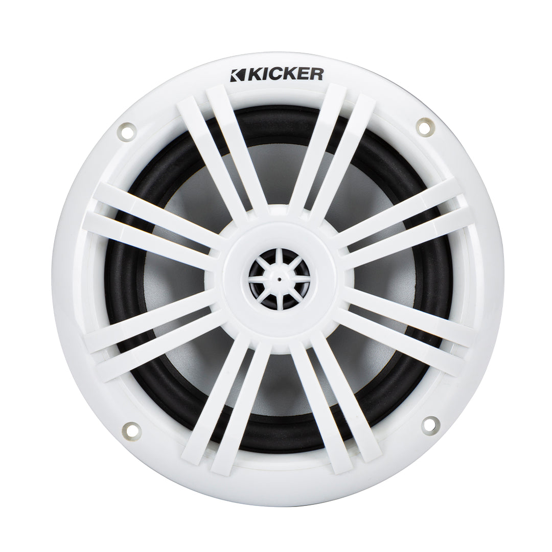 Kicker KM604WL, KM 6.5" 2-Way Coaxial Marine Speakers White w/ Blue LED (49KM604WL)