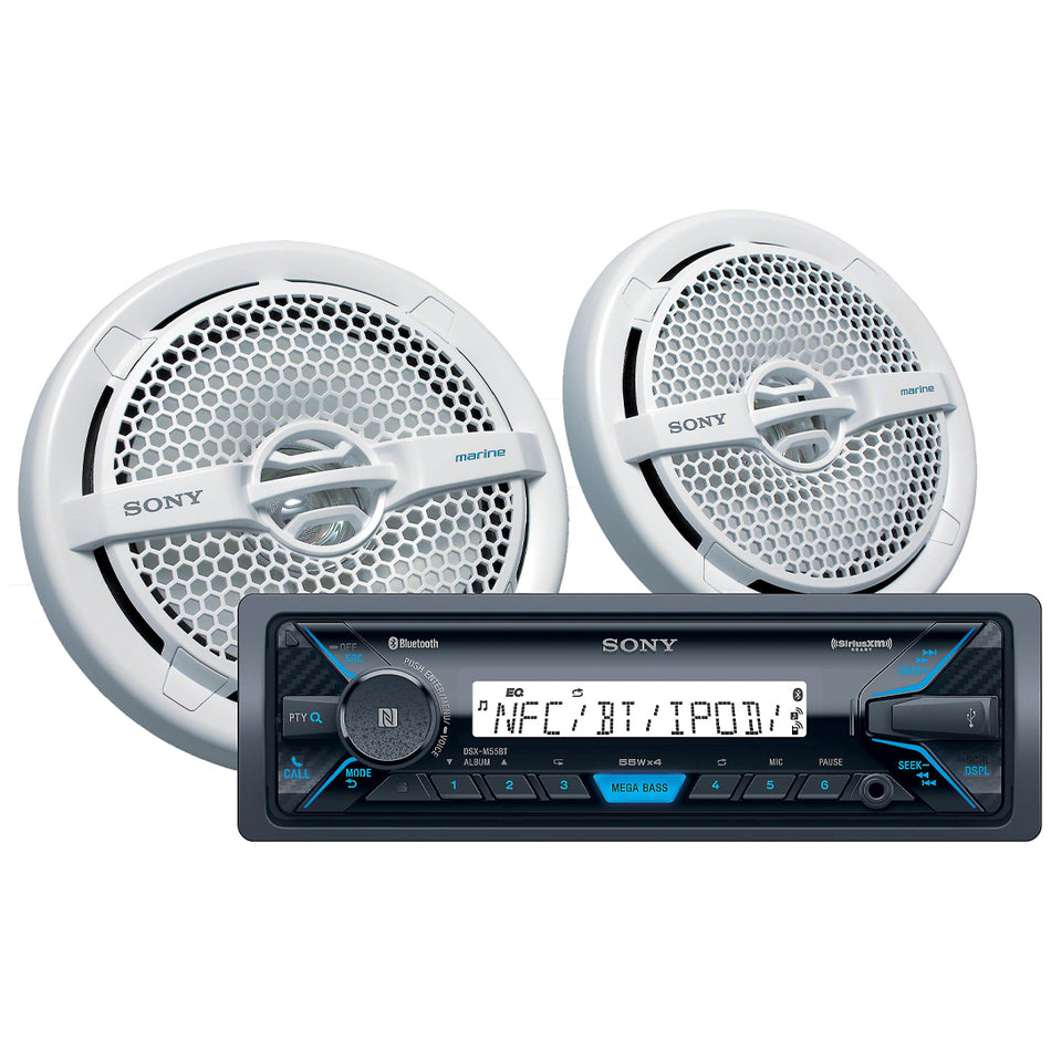 Sony DXS-M5511BT, Marine Audio Package - Digital Media Receiver w/ 6.5" Speakers