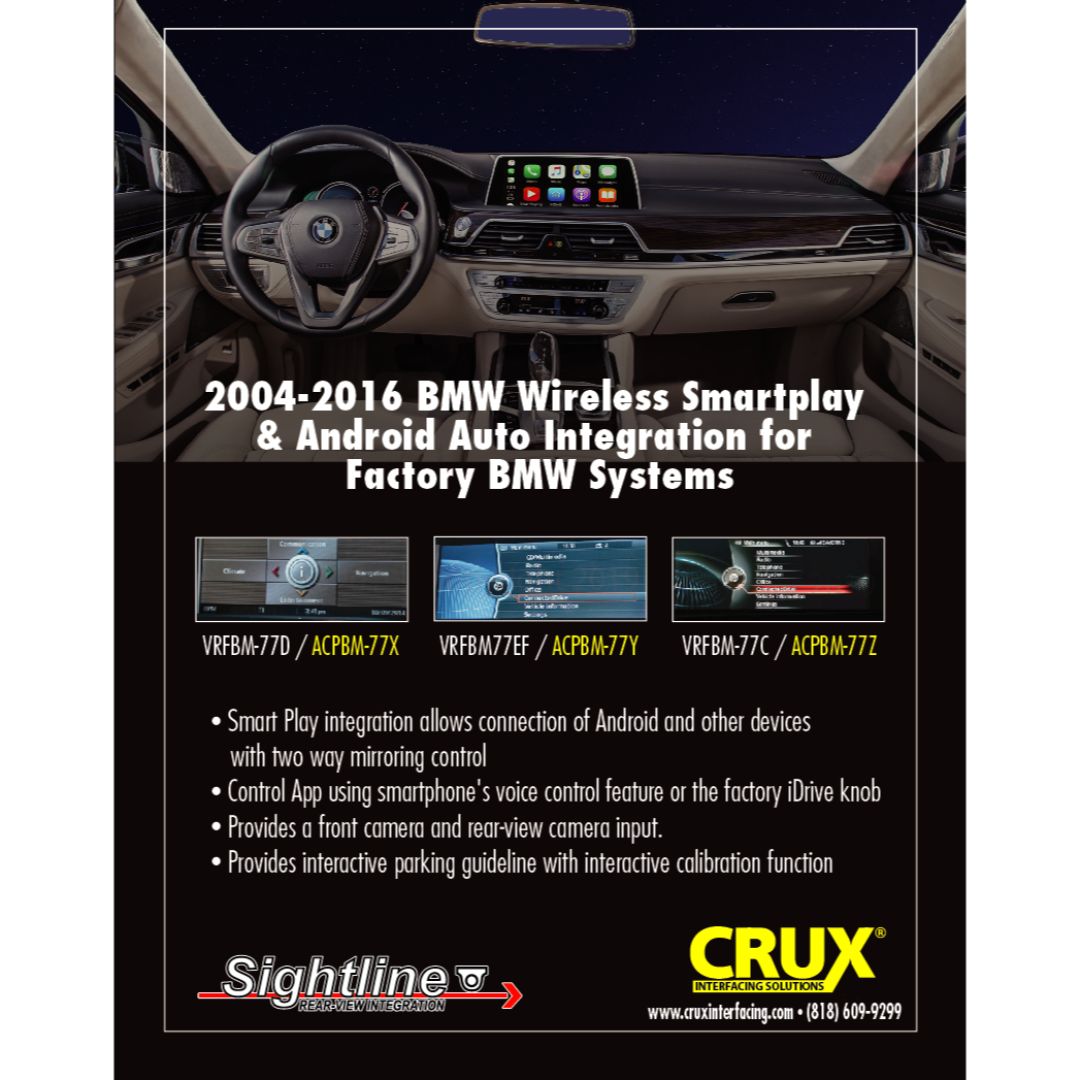 Crux ACPBM-77Z, Smart-Play Smartphone Integration Smart-Play Integration for Select F-Series BMW Vehicles with NBT Navigation Systems and 6 pin LVDS connector