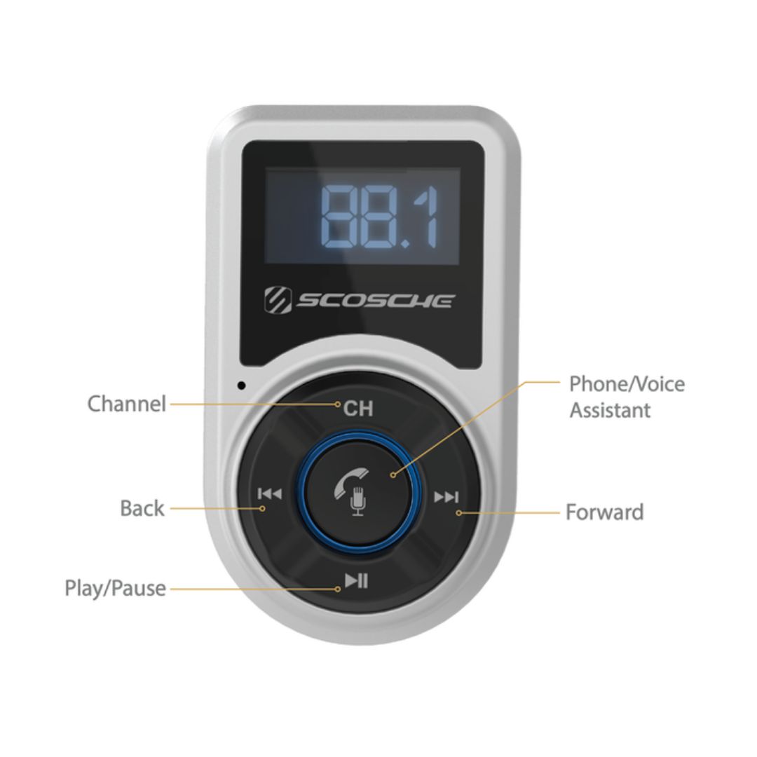 Scosche BTFMSR-SP1, Bluetooth FM Transmitter w/ USB Port For Mobile Devices