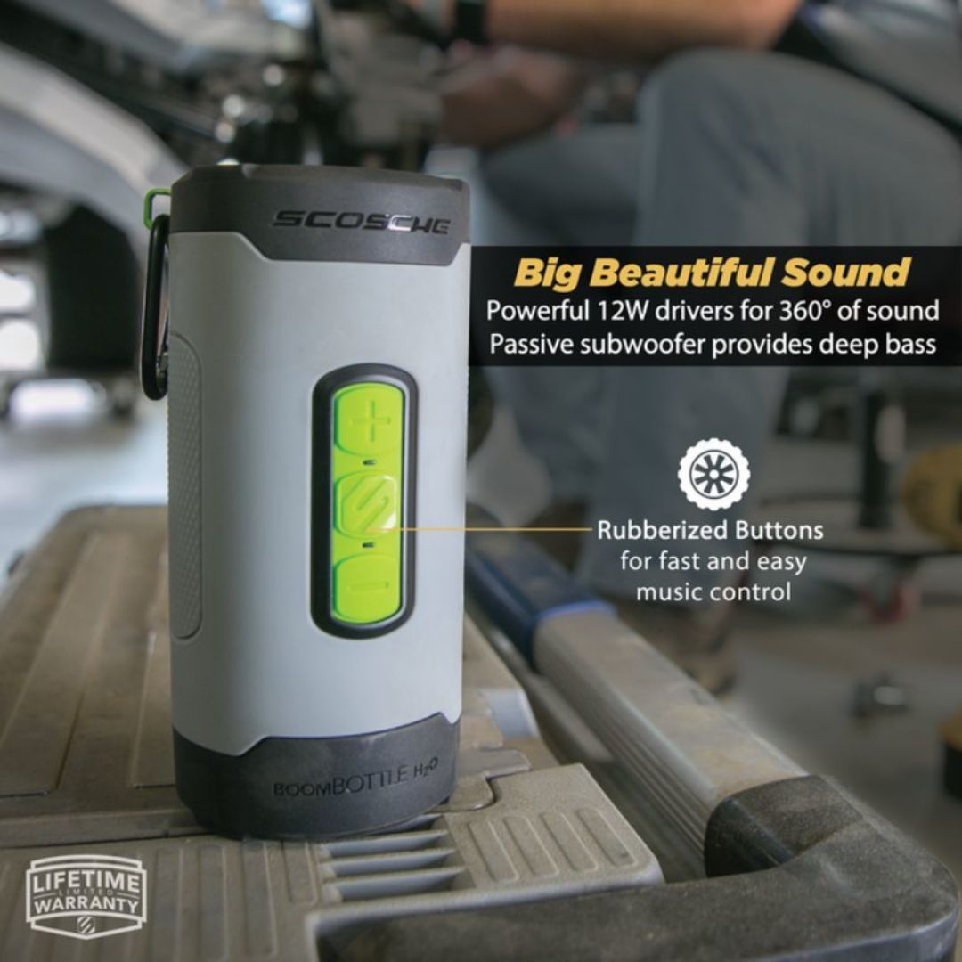 Scosche BTH2PSG, Rugged Waterproof Wireless Speaker (Space Gray/Black)