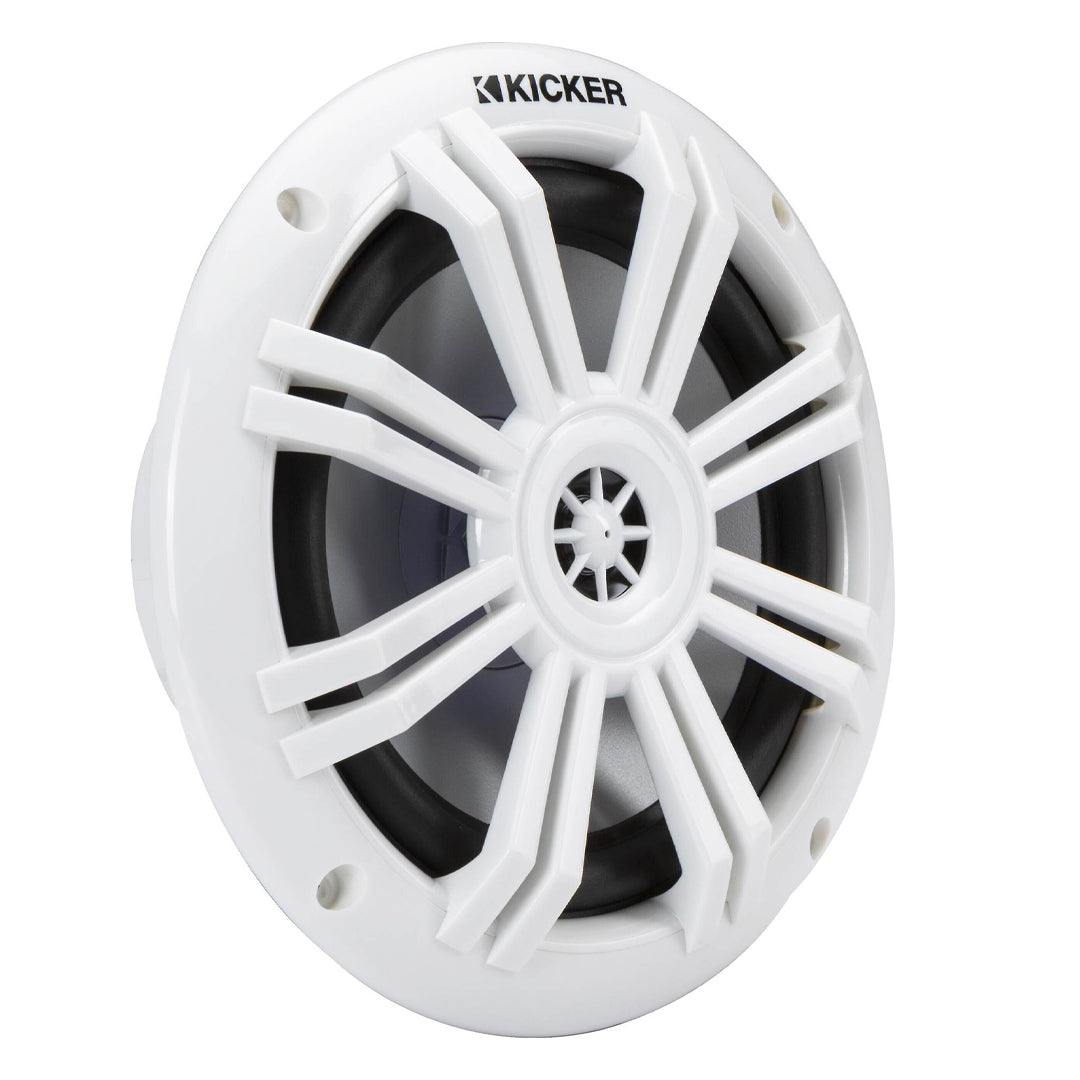 Kicker KM604W, KM Series 6.5" 2-Way 4-Ohm Marine Coaxial Speakers, White (49KM604W)