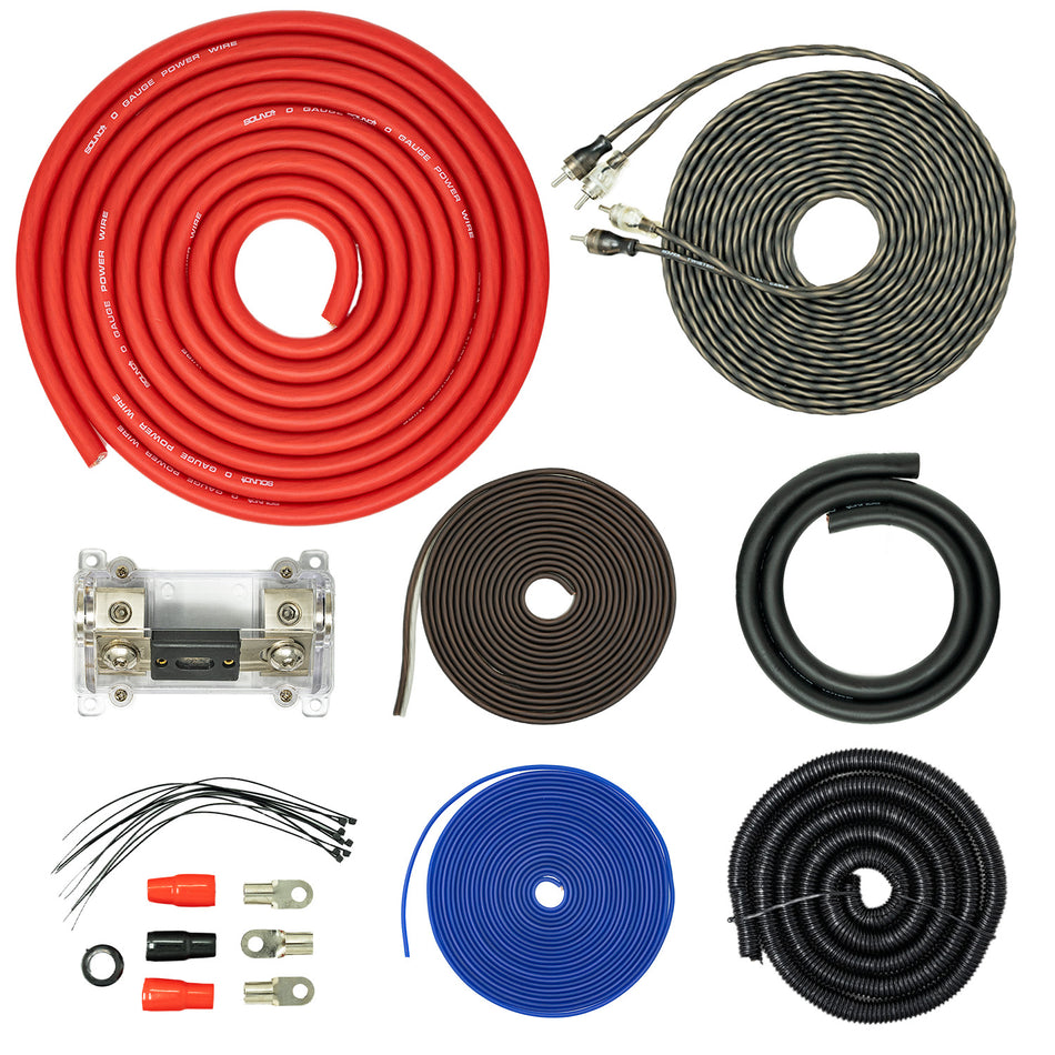 SoundBox K0, 0 Gauge Amp Kit Complete Amplifier Install Wiring Cables - 8500W