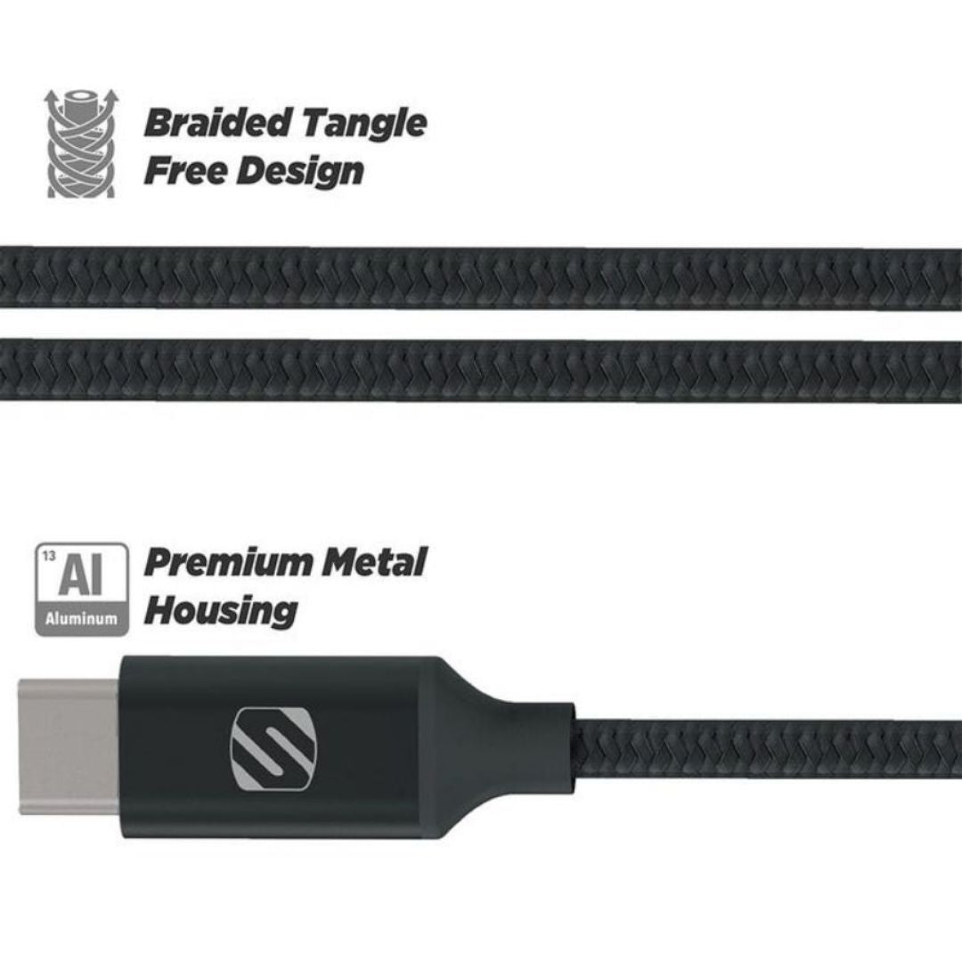 Scosche CAB4SR, USB A to C Braided 4 Foot (Silver)