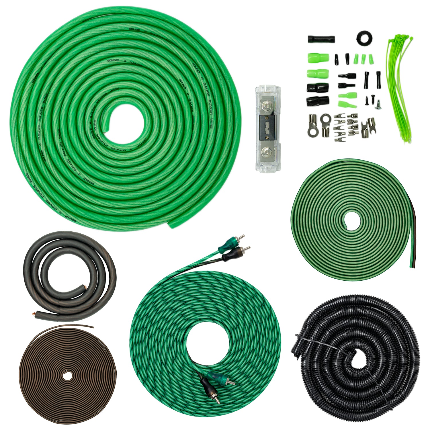 SoundBox 4 Gauge Amp Kit Complete AWG Amplifier Install Wiring Cables - 5000W