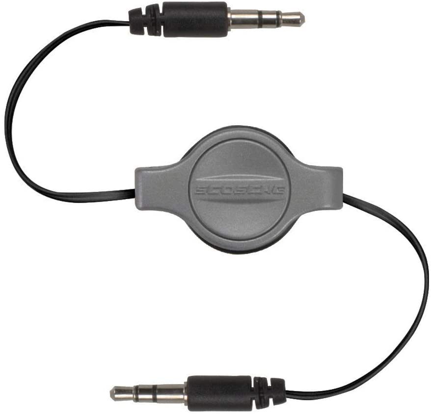 Scosche IU3.5RCSG, Metallic Color Retractable 3.5mm Auxiliary Audio Cable (Black/Space Gray)