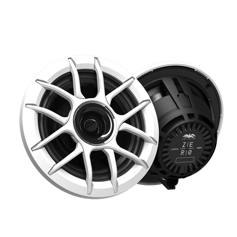 Wet Sounds ZERO 6 XZ-W, Zero Series 6.5" 2-Way Coaxial Marine Speakers w/ Horn Tweeter (White)
