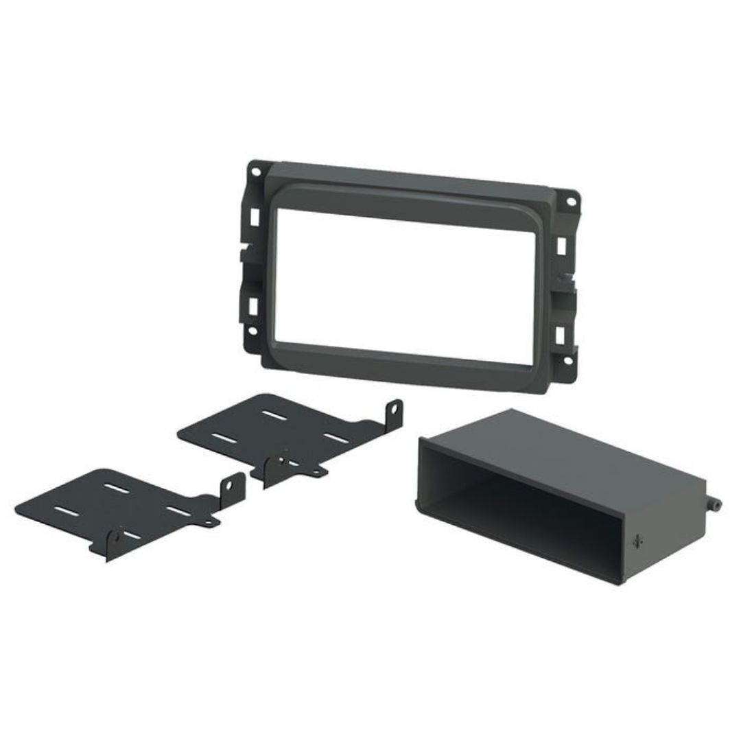 Scosche CR1298B, 2013-Up Ram Truck ISO Double DIN & DIN+Pocket Kit, Models w/Base Level Radios/Trim Pkg