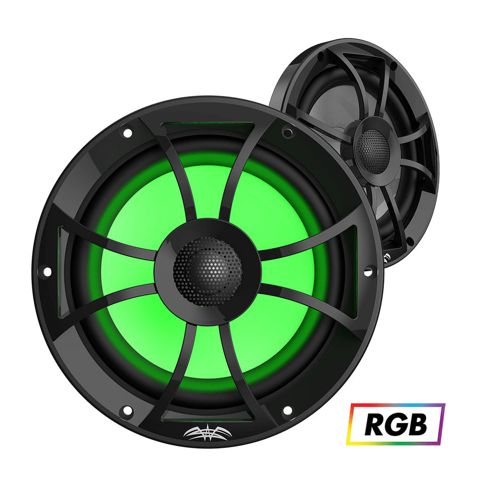 Wet Sounds RECON 8-BG RGB, RECON Series 8" Marine Coaxial Speaker w/ Black XS Grille & RGB Tweeter