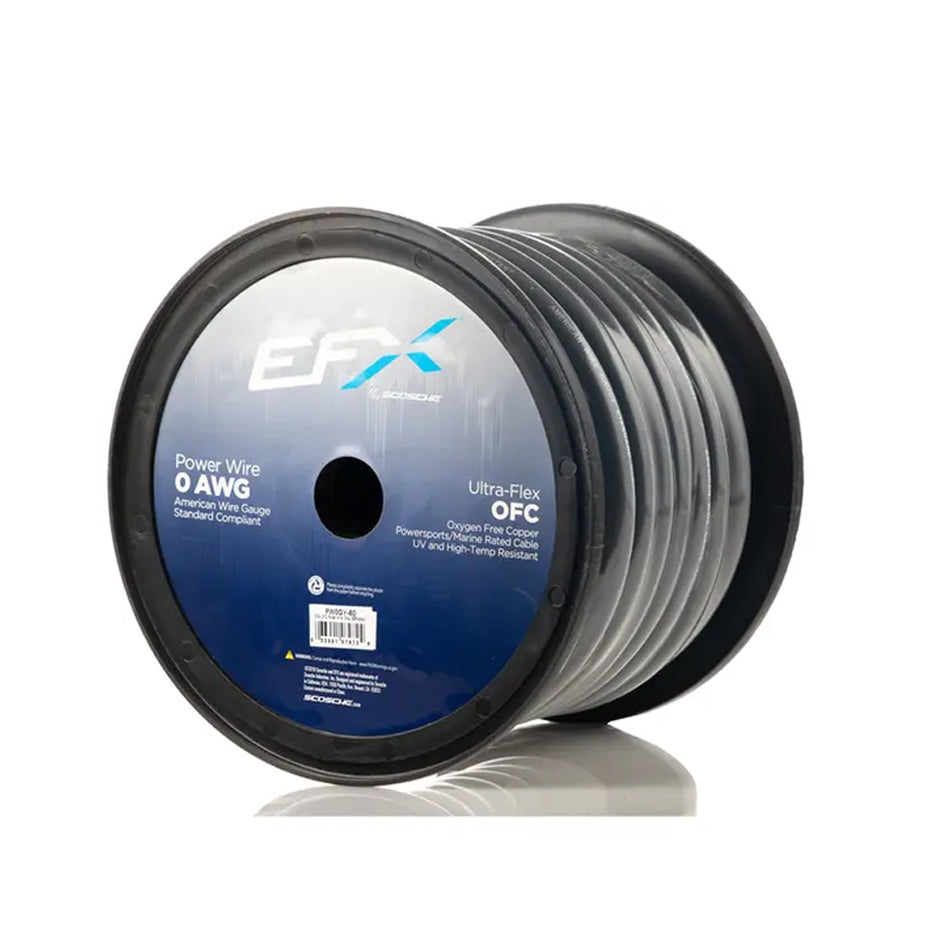EFX by Scosche PW0GY-60, 0GA OFC Power Wire, Gray (60ft spool)