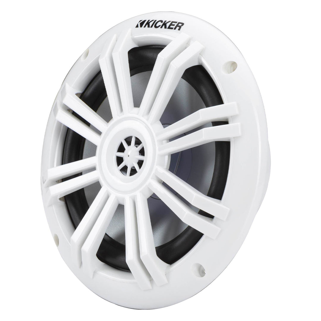 Kicker KM604W, KM Series 6.5" 2-Way 4-Ohm Marine Coaxial Speakers, White (49KM604W)