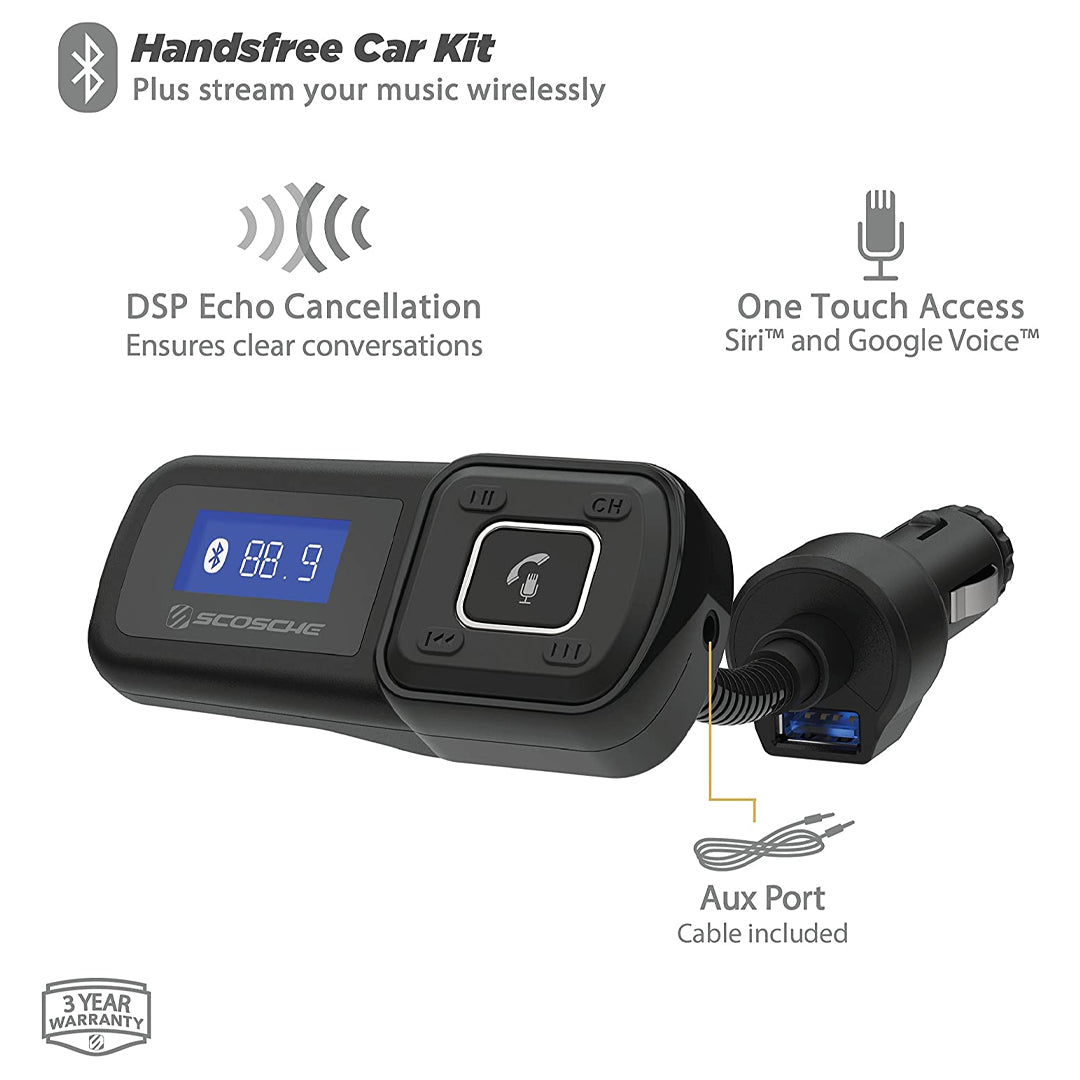 Scosche BTFM2A, Handsfree Car Kit w/ FM Transmitter