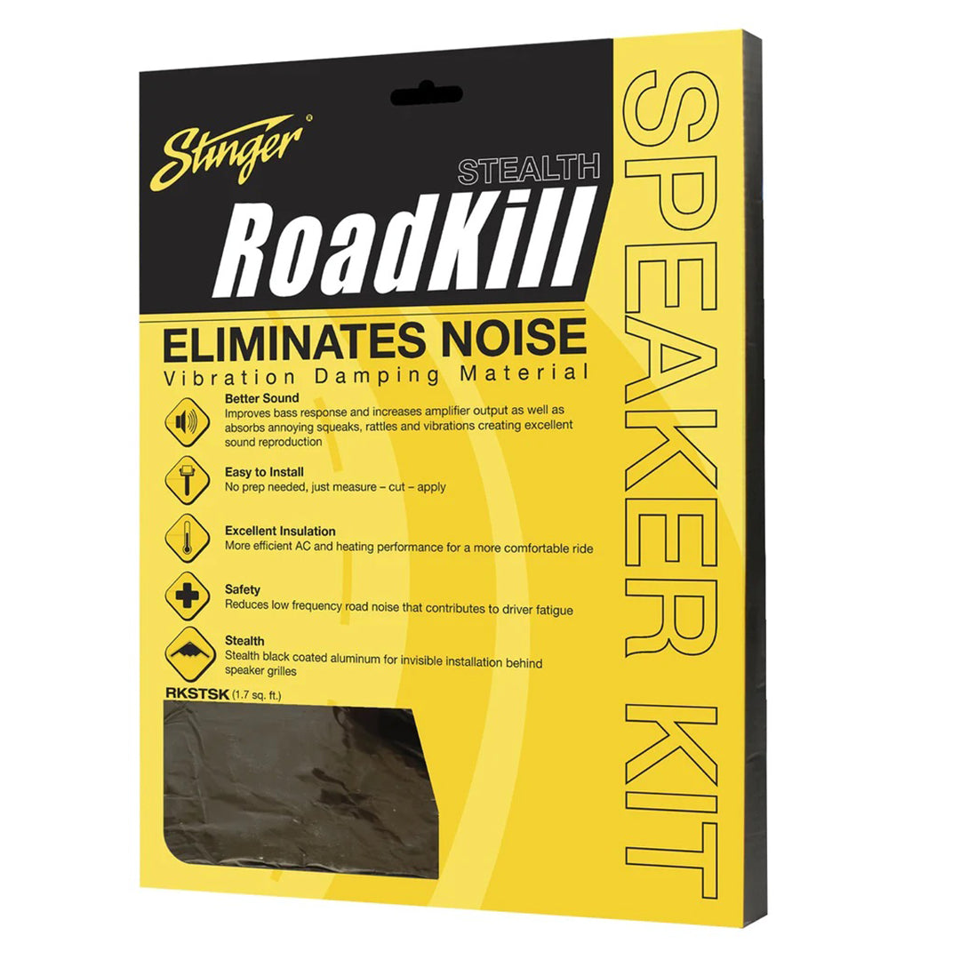Stinger RKSTSK, RoadKill Speaker Kit Sound Damping Stealth Black - 1.7 Sq Feet
