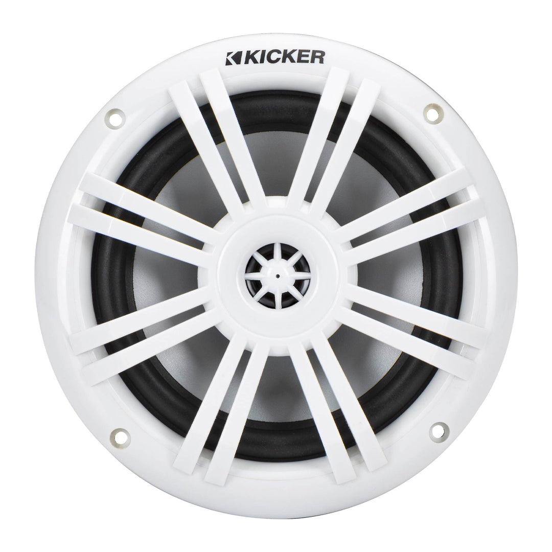 Kicker KM604W, KM Series 6.5" 2-Way 4-Ohm Marine Coaxial Speakers, White (49KM604W)