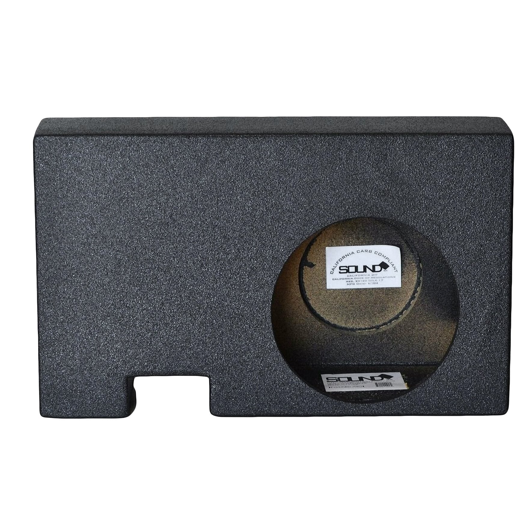 SoundBox Ford F250/F350 SuperDuty (CrewCab) 2017-2019 Single 10" Upfire Subwoofer Enclosure, BedLiner Finish