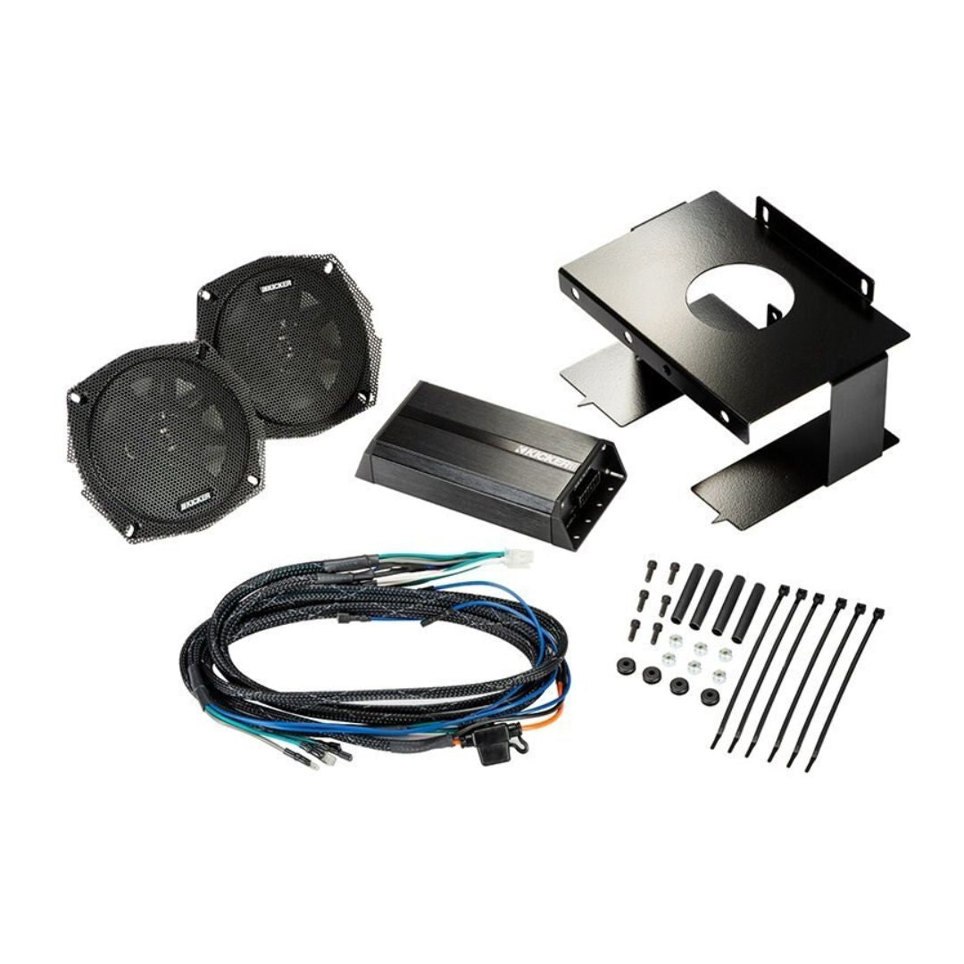 Kicker HDS962, Harley Davidson Audio Kit for Electra Glide, Street Glide, Ultra Glide & Trikes w/ Bat Wing Fairing - 1996-2013 5.25" Front Speaker/Amplifier Upgrade Kit (46HDS962)