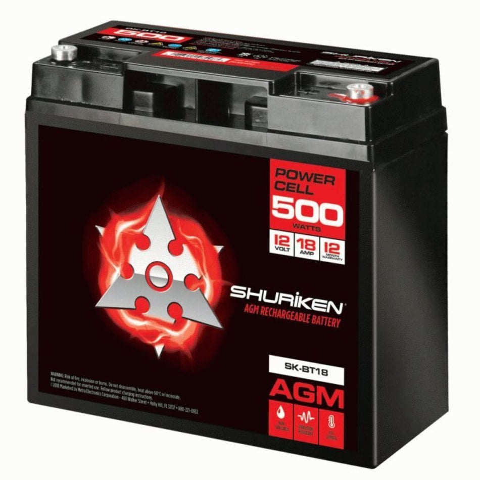 Shuriken SK-BT18, 500W 18AMP Hours Compact Size AGM 12V Battery