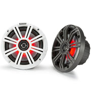 Kicker KM654L, KM 6.5" Marine Coaxial Speakers w/ 3/4" (20mm) Tweeters, LED, 4-Ohm, Charcoal and White Grilles (45KM654L)