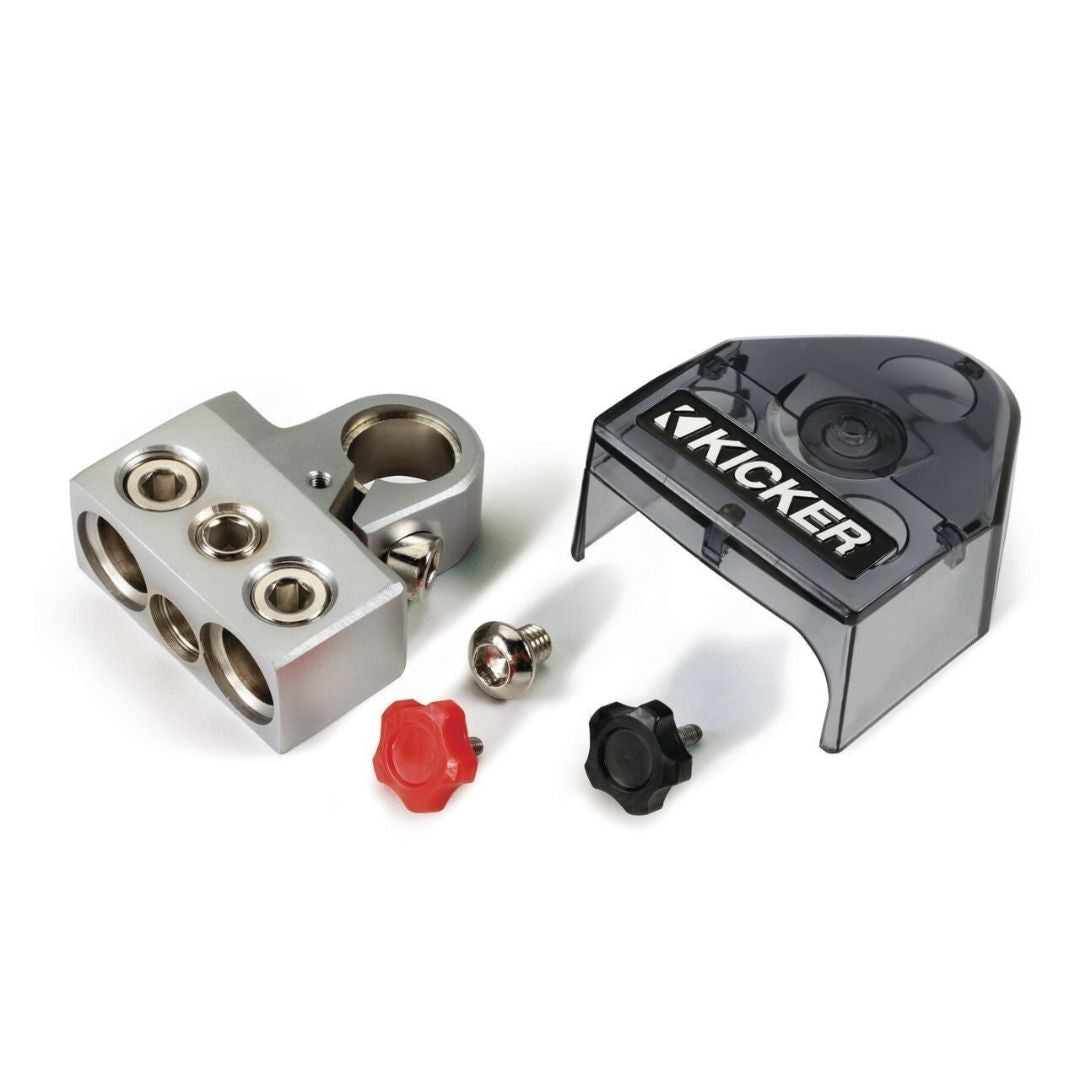 Kicker BT4, Pos/Neg battery terminal, 1/0-8 AWG (2), 4-8 AWG (1) (46BT4)