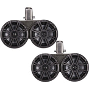 Kicker KMTDC65, KMTC65 (165mm) Loaded Marine Dual Cans with 45KM654L speaker pairs; charcoal grill on black can (45KMTDC65)