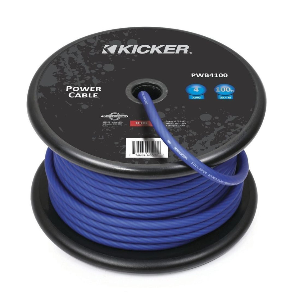 Kicker PWB4100, Power Wire, Spool, Blue, 4ga, 100ft (46PWB4100)
