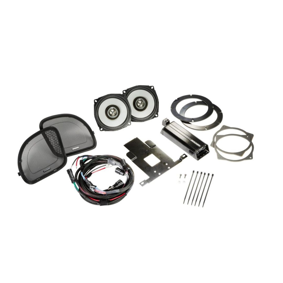 Kicker HDR154, Harley Davidson Audio Kit for Road Glide with Grilles - 2015 and Newer 6.5" Front Speaker (46HDR154)