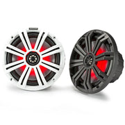 Kicker KM84L, KM 8" Marine Coaxial Speakers w/ 1" (25mm) Tweeters, LED, 4-Ohm, Charcoal and White Grilles (45KM84L)