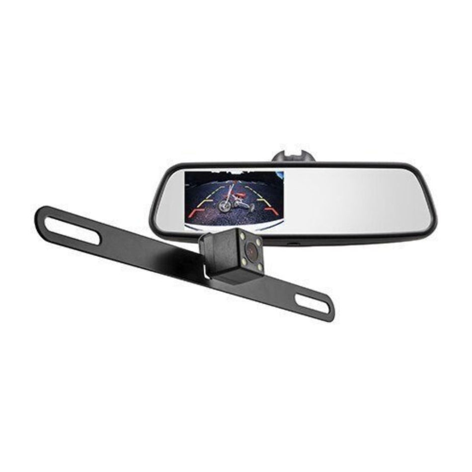 iBeam TE-DMC-K3, Mirror Monitor With Camera And License Plate Mount Camera Kit