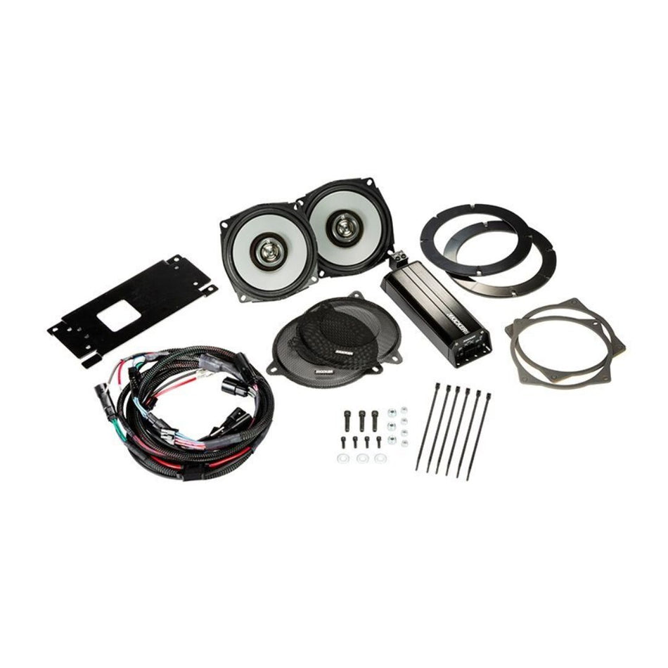 Kicker HDS144, Harley Davidson Audio Kit for Electra, Street, Ultra & Trikles w/ Bat Wing Fairing - 2014 and Newer HD 6.5" Front Speaker/Amp Kit with bat-wing grilles (46HDS144)