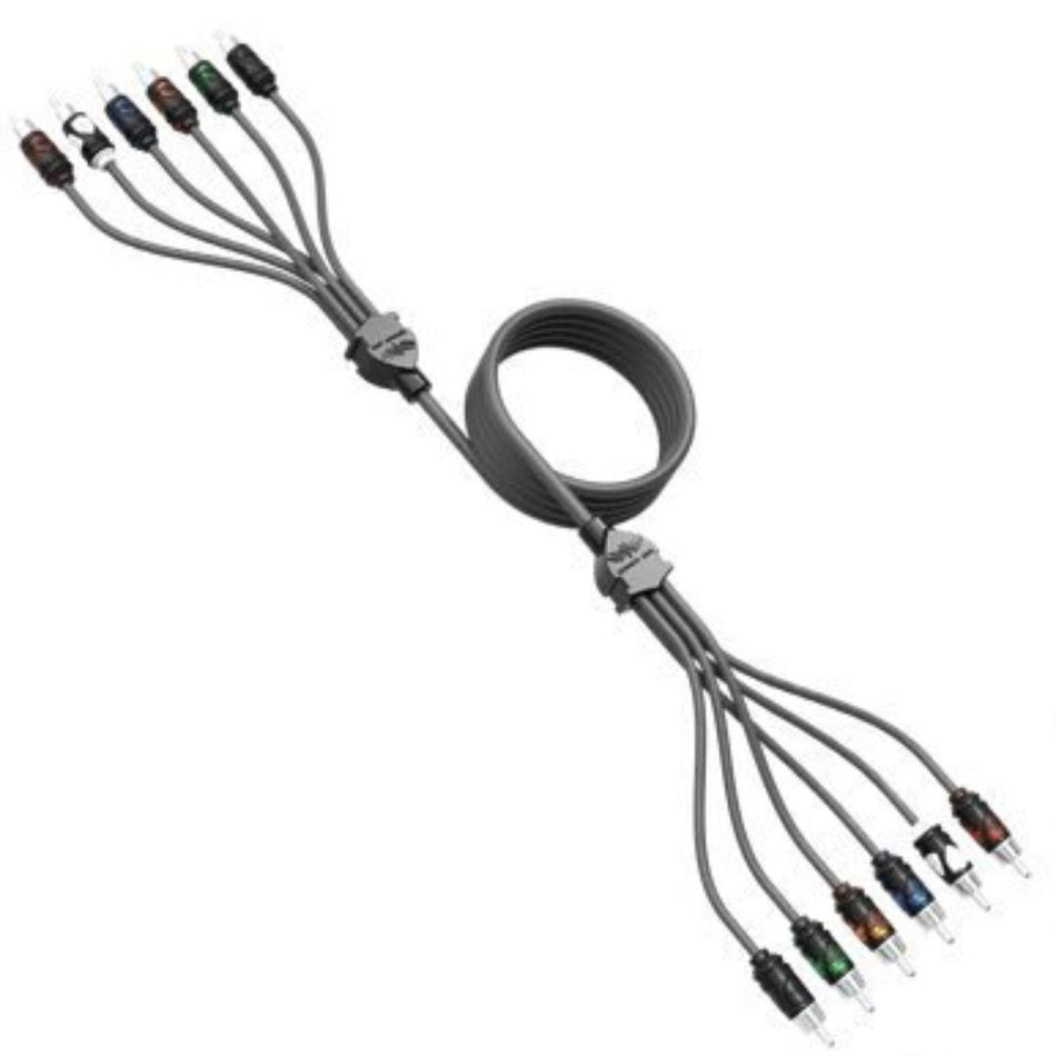 Wet Sounds WWX-RCA 6CH 23FT, 6 Channel Quad Shielded RCA Cable w/ High Contact RCA Tips - 23ft