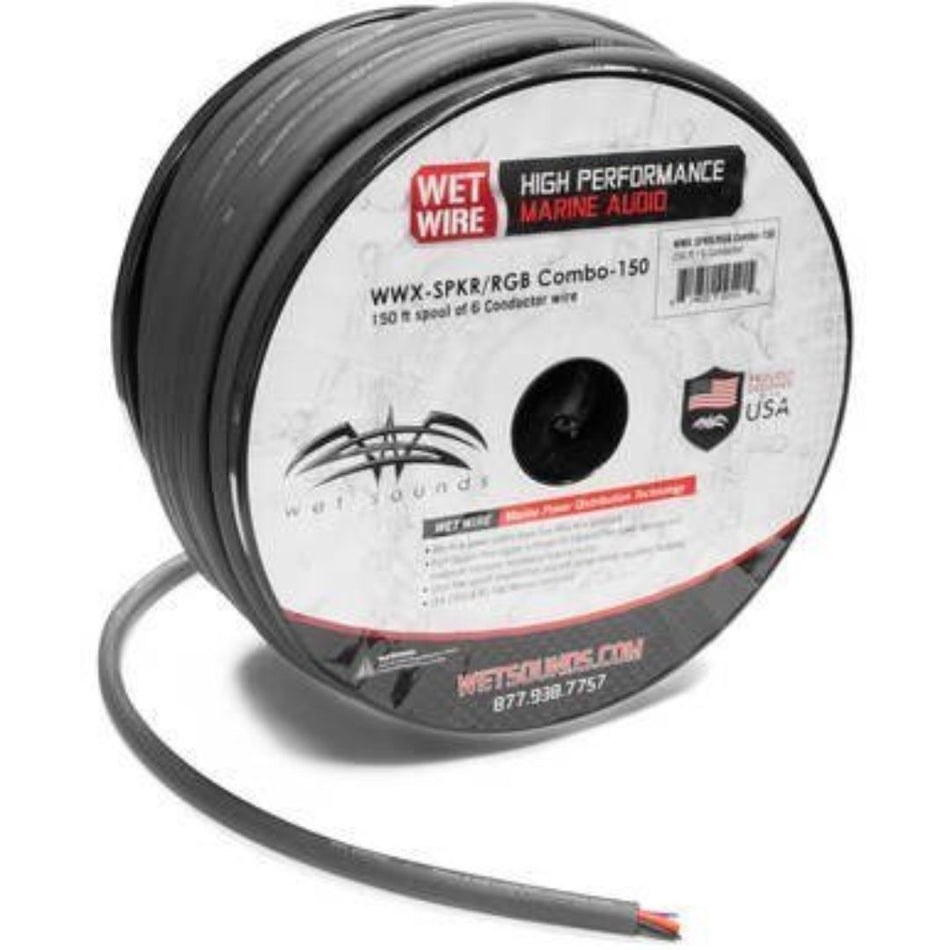 Wet Sounds WWX-SPKR/RGB Combo-150, 6 Conductor Wire - 12 Gauge Speaker Wire w/22 Gauge RGB Wire