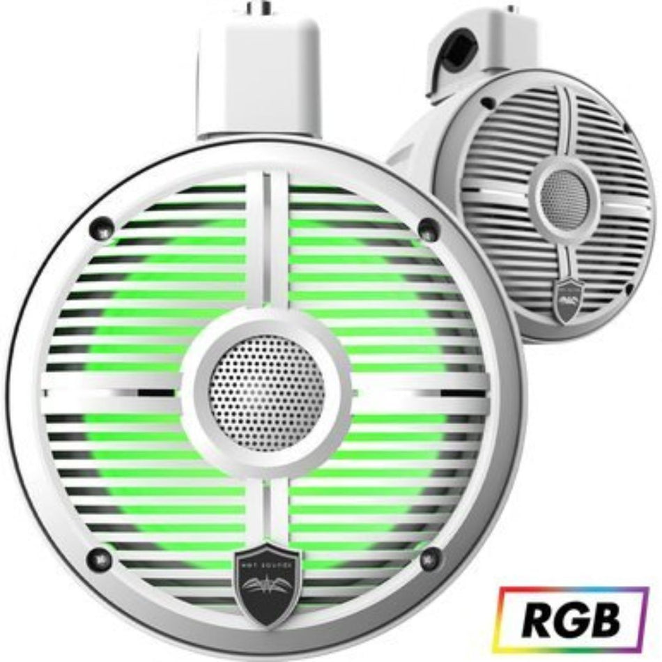 Wet Sounds RECON 6 POD-W, Recon PODS loaded with RECON 6-S RGB Coaxial Speakers XW White Grill White Cone-closed Grille - White