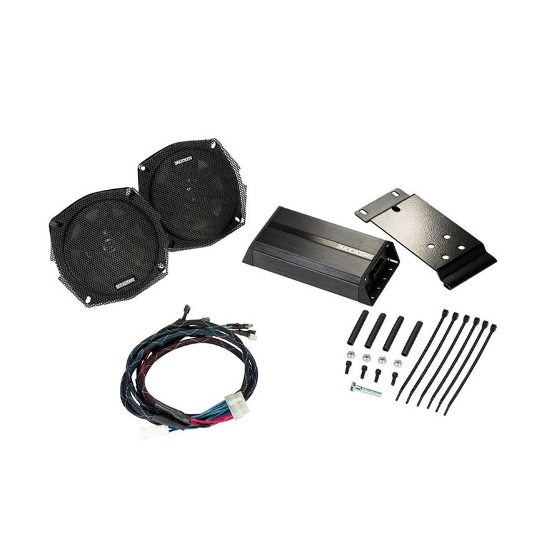 Kicker HDT96, Harley Davidson Audio Kit for Electra Glide, Street Glide, Ultra Glide & Trikes w/ Bat Wing Fairing - 1996-2013 5.25" Rear Speaker/Amplifier Upgrade Kit for Tour Packs w/ Rear Speaker Pods (46HDT96)