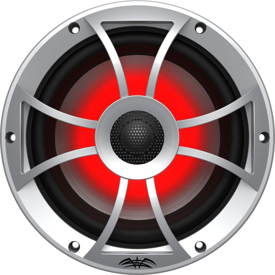 Wet Sounds RECON 8-S RGB, Recon Series RGB 8" Coaxial Speakers XS Silver Grill Gun Metal Cone - Silver